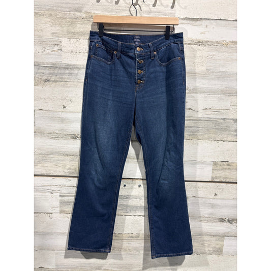J.Crew Mid Rise Flare Crop Jeans Women Size 29T Blue Button Fly Stretch Classic0