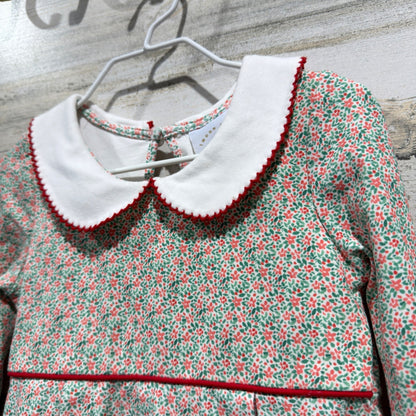 Swoon Baby Dress Girls 4T Red Green Floral Holiday EUC1