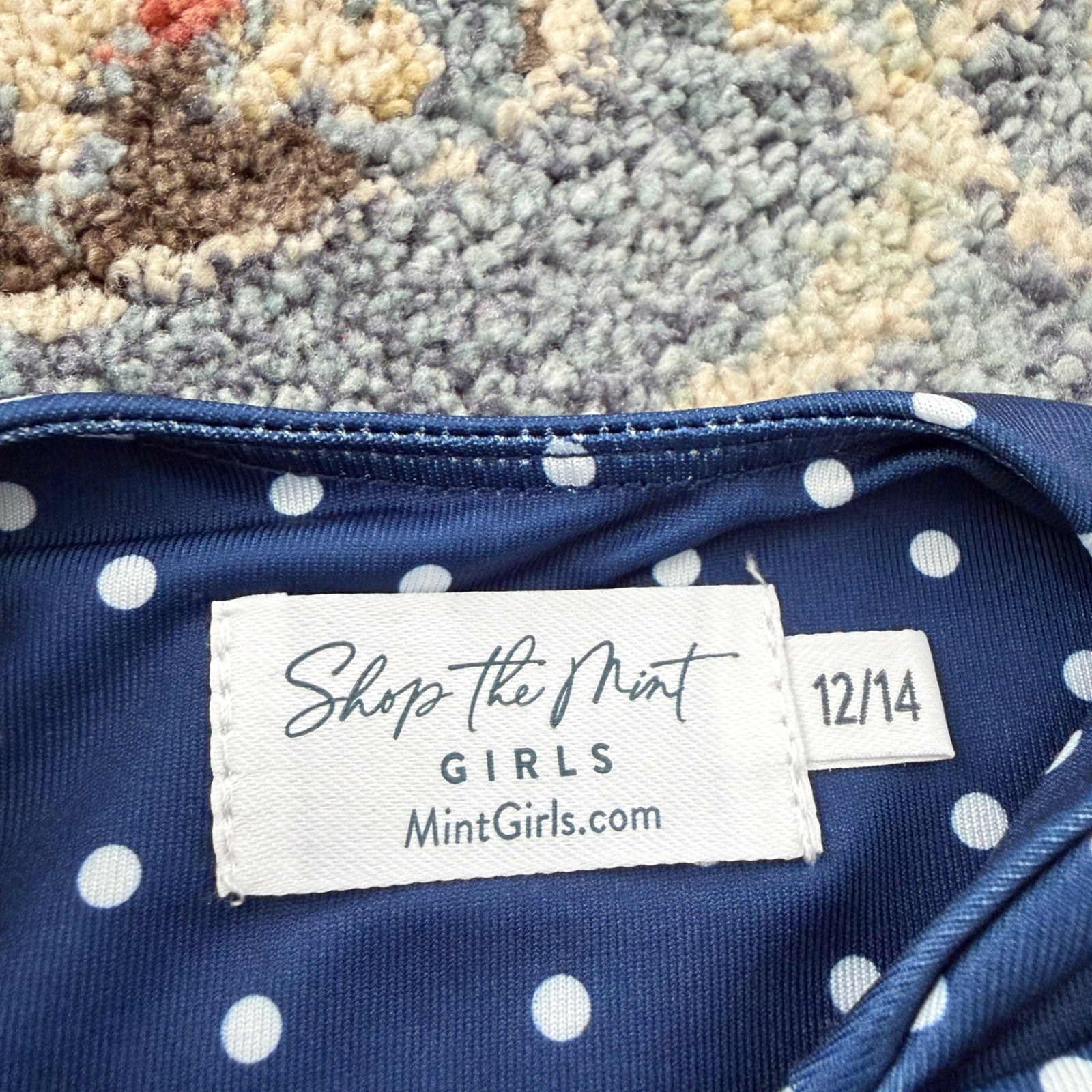 Shop The Mint Shorts Set Girls 12/14 Navy Polka Dot Activewear Athleisure EUC4