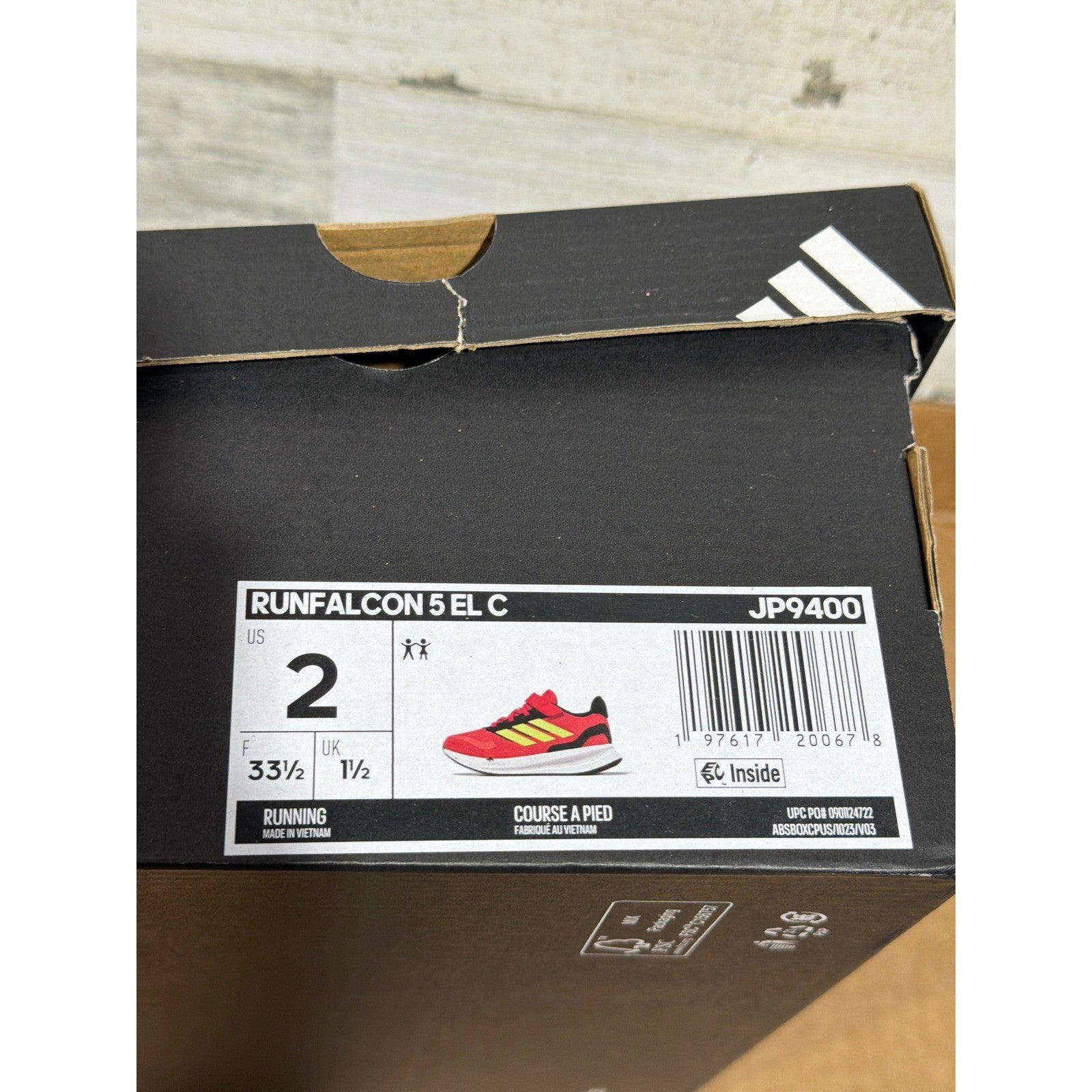Adidas Runfalcon 3.0 Sneakers Kids Size 2 Youth Coral Neon Yellow Sporty NWT6