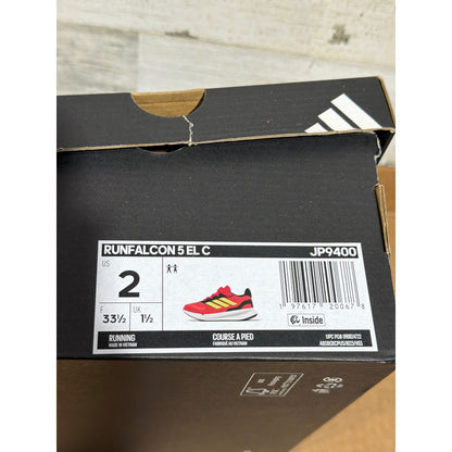 Adidas Runfalcon 3.0 Sneakers Kids Size 2 Youth Coral Neon Yellow Sporty NWT6