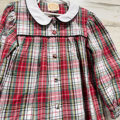 The Beaufort Bonnet Company Dress Girls 7 Red Plaid Holiday Classic EUC1