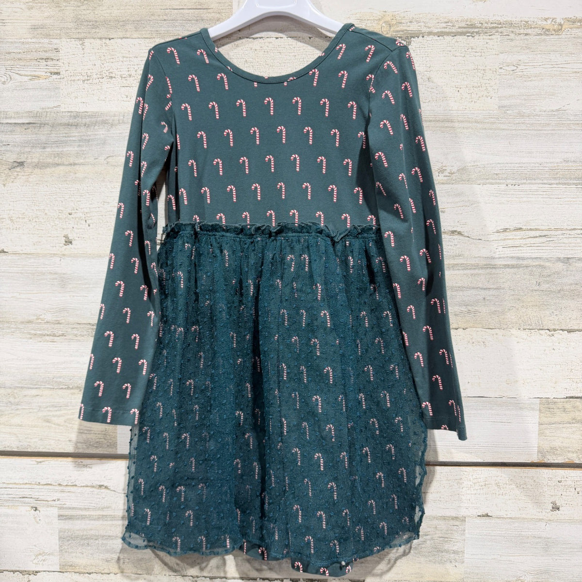Hanna Andersson Tutu Dress Girls 10 Green Candy Cane Holiday Festive EUC0