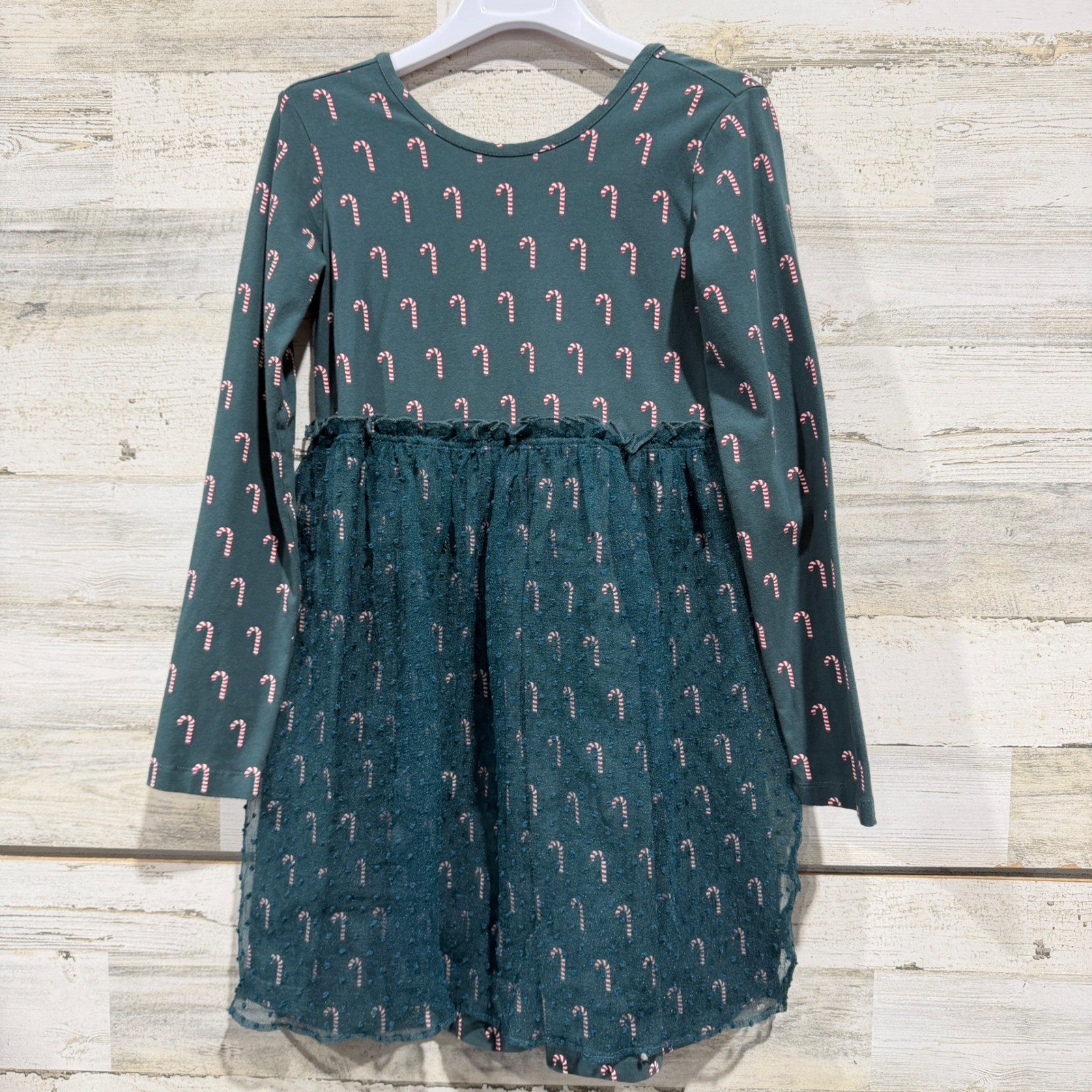 Hanna Andersson Tutu Dress Girls 10 Green Candy Cane Holiday Festive EUC0