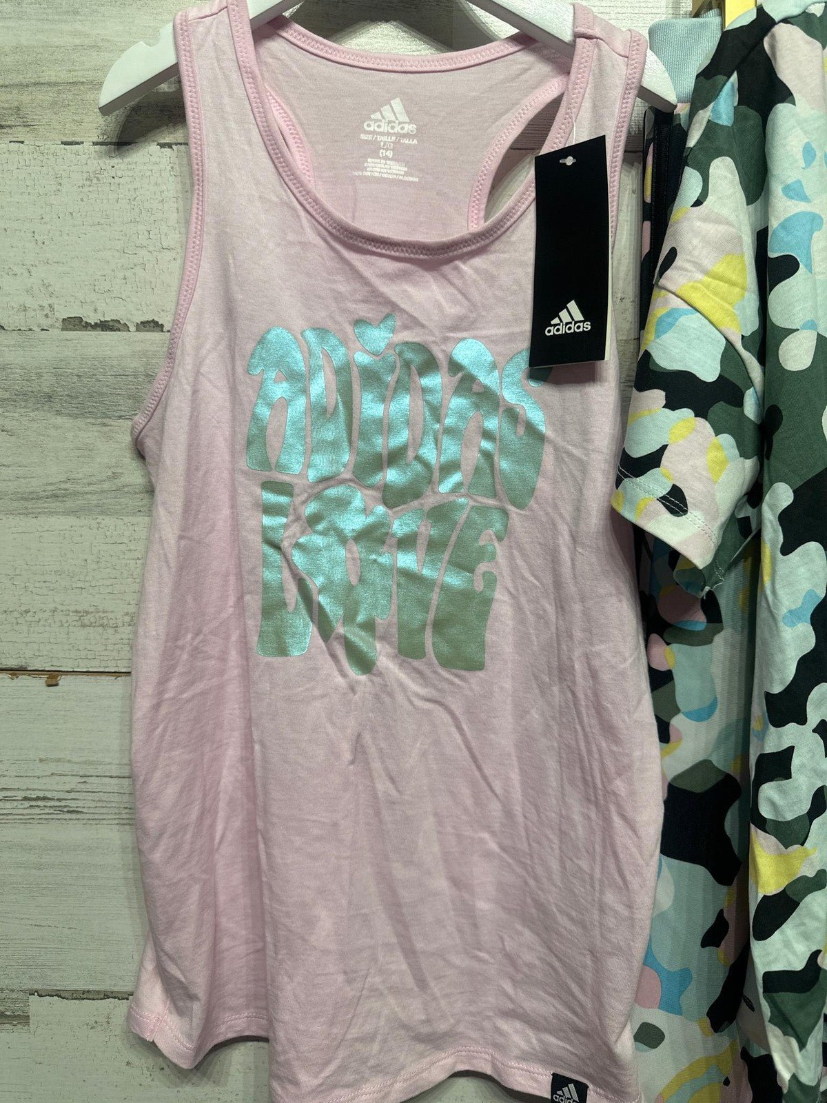 Adidas 3-Piece Set Girls 14 Multicolor Camo Tee Tank Joggers NWT2