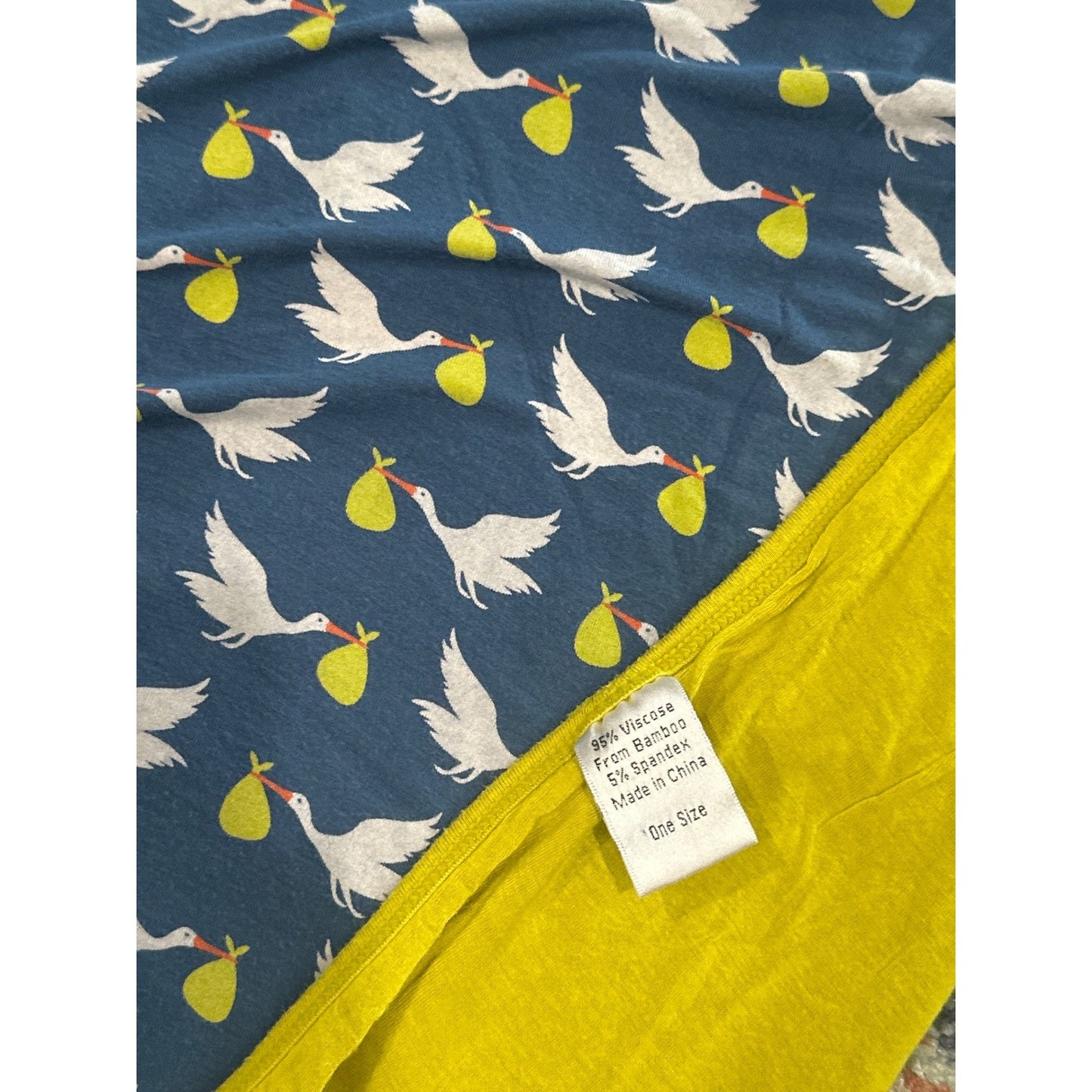 KicKee Pants Stroller Blanket Blue Stork Print2