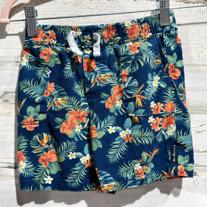 Ben Sherman 2 Piece Set Boys Size 5 Blue Floral Linen Blend Tropical Summer EUC2
