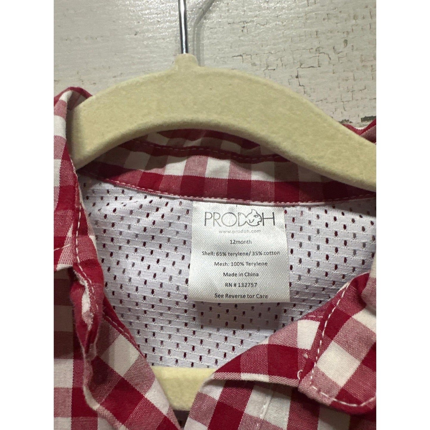 Prodoh Fishing Dress Girls 12M Red Plaid Gingham Belted Outdoor Flawed*2