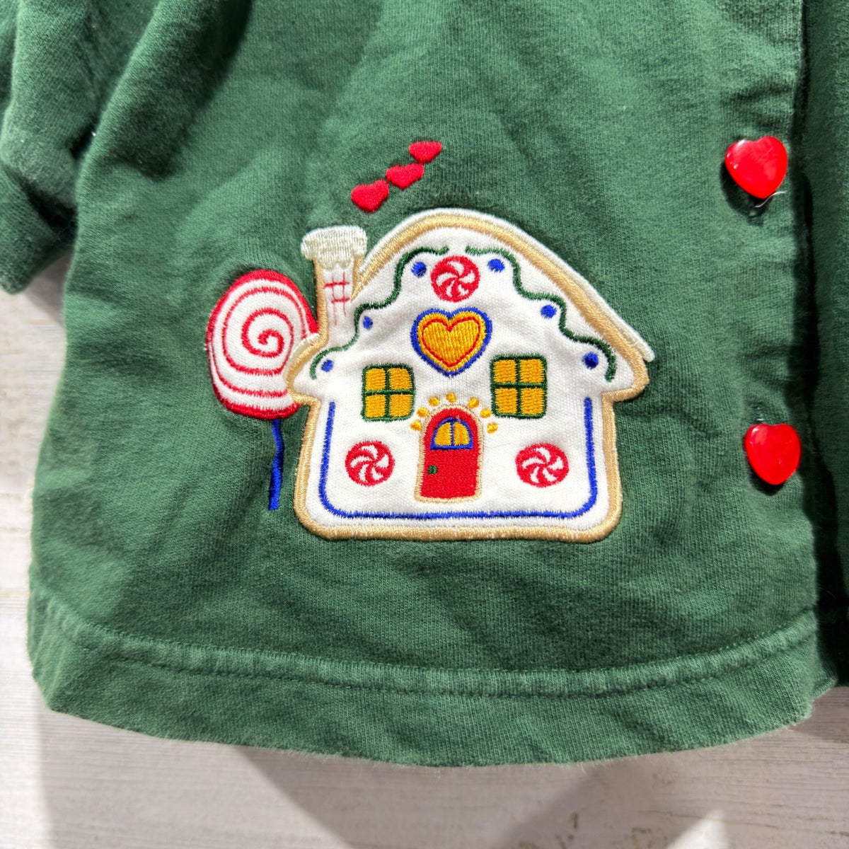 Class Club Gingerbread Cardigan Girls 18M Green Cotton Vintage GUC*3