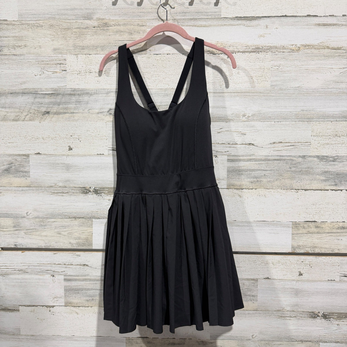 Athletic Pleated Tennis Dress Women L Black Activewear Sporty Preppy EUC0