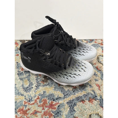 Under Armour Cleats Boys Size 1 Black White Ombre Football Baseball GUC2