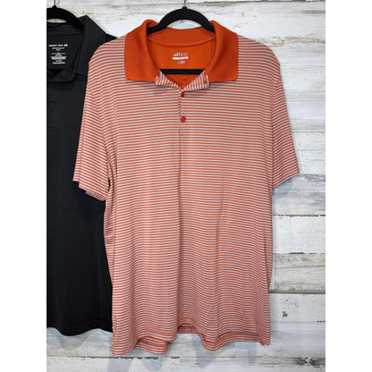Member's Mark BCG Golf Polo Bundle Men Large Black Orange Striped Athletic EUC1