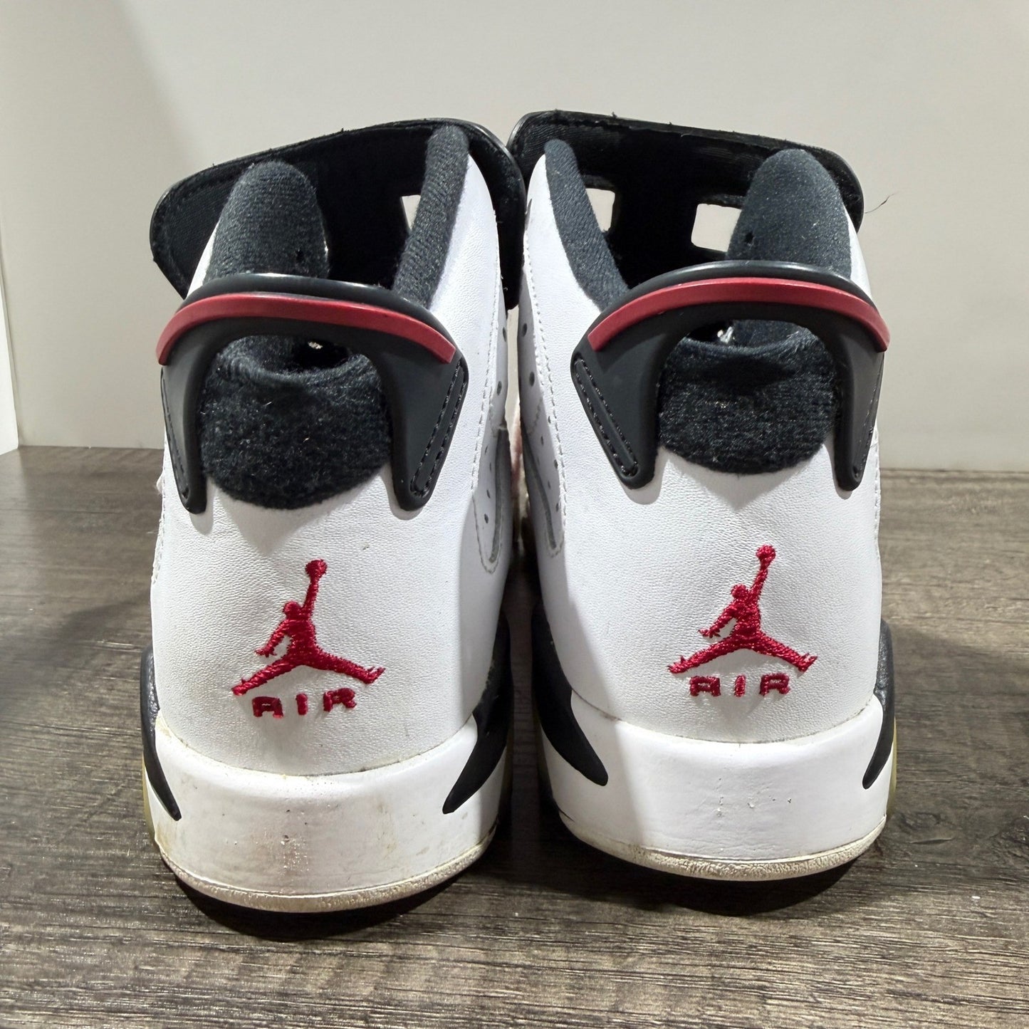 Jordan 6 Retro Carmine Kids 4.5Y White Red Basketball Sneaker Streetwear GUC*4