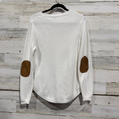 Lety & Me Elbow Patch Sweater Women Medium White Cotton Blend Preppy3