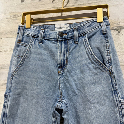 Abercrombie Kids Loose Jean Carpenter Pants Kids 9/10 Light Wash Cotton 90s1