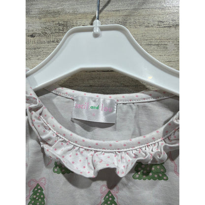 Cecil and Lou Pajama Set Girls 6 White Christmas Tree Ruffle Holiday GUC*1