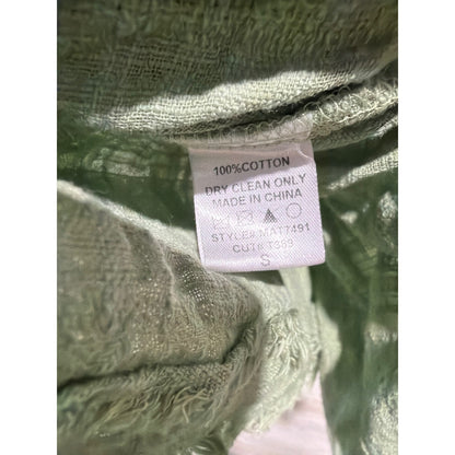Gaudie V-Neck Blouse Women S Green Raw Edge Distressed Oversized Boho Lagenlook3