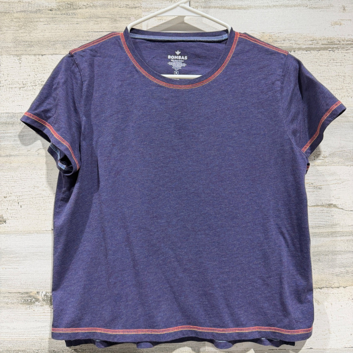 Bombas Pima Cotton T-Shirt Women's Small Contrast Stitch Casual0