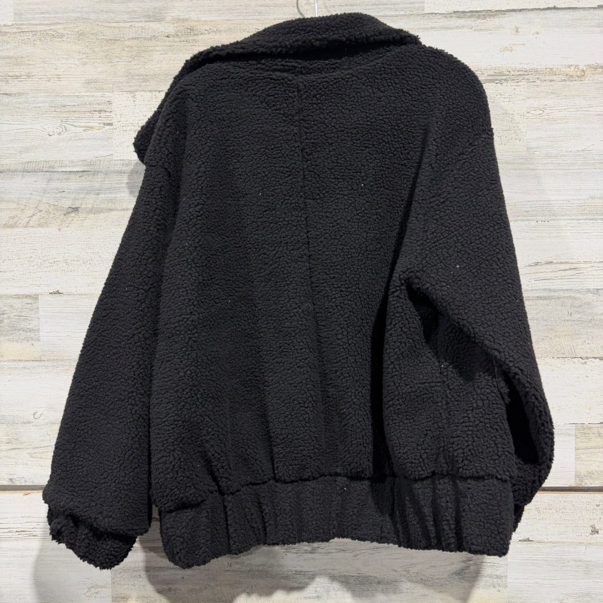 Hyfve Sherpa Bomber Jacket Women Small Black Polyester Trendy Casual EUC5
