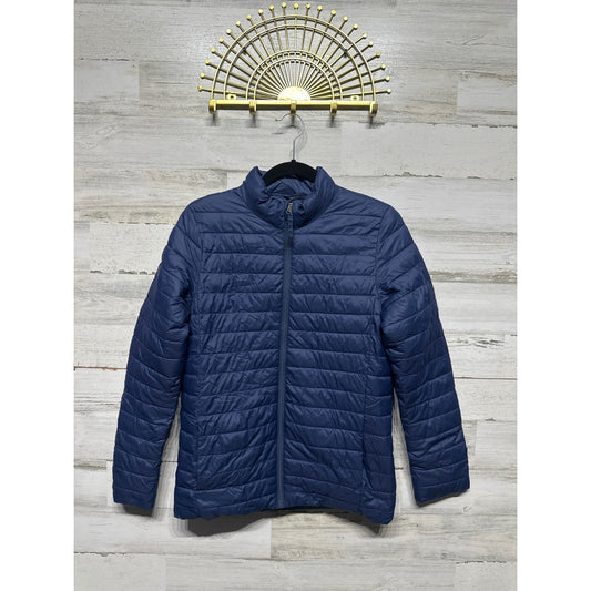 Lands End Puffer Jacket Kids 14-16 Navy Blue Quilted Lightweight EUC0
