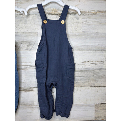 OshKosh Scene and Heard Overalls Romper Bundle Boys 12M Blue Denim Gauzy EUC2