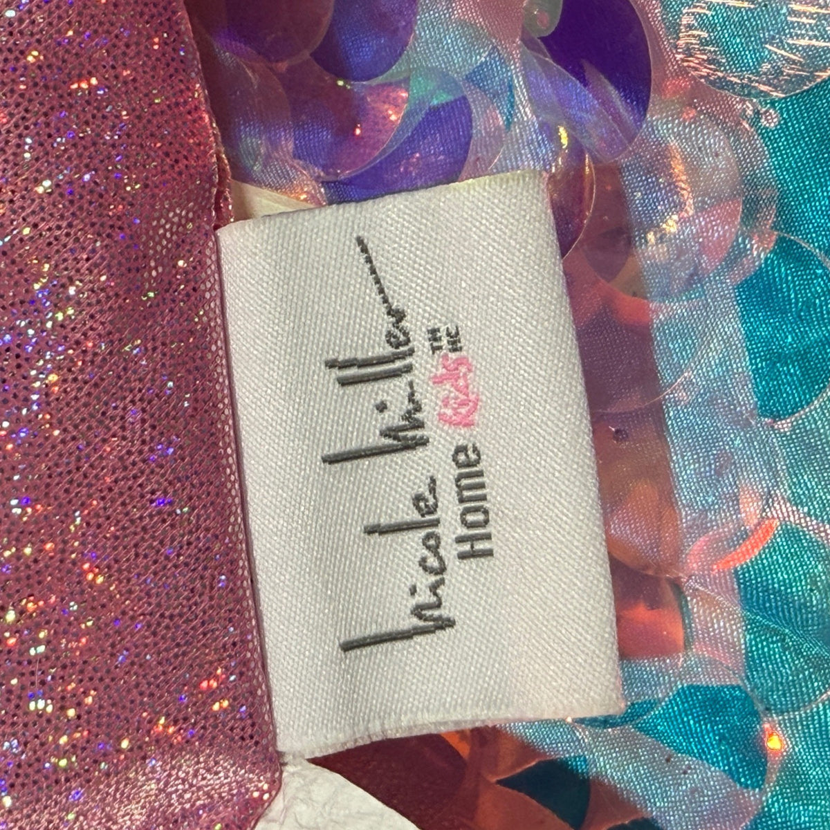 Nicole Miller Mermaid Tail Blanket Kids Shiny Pink Blue Sequin Plush Cozy EUC7