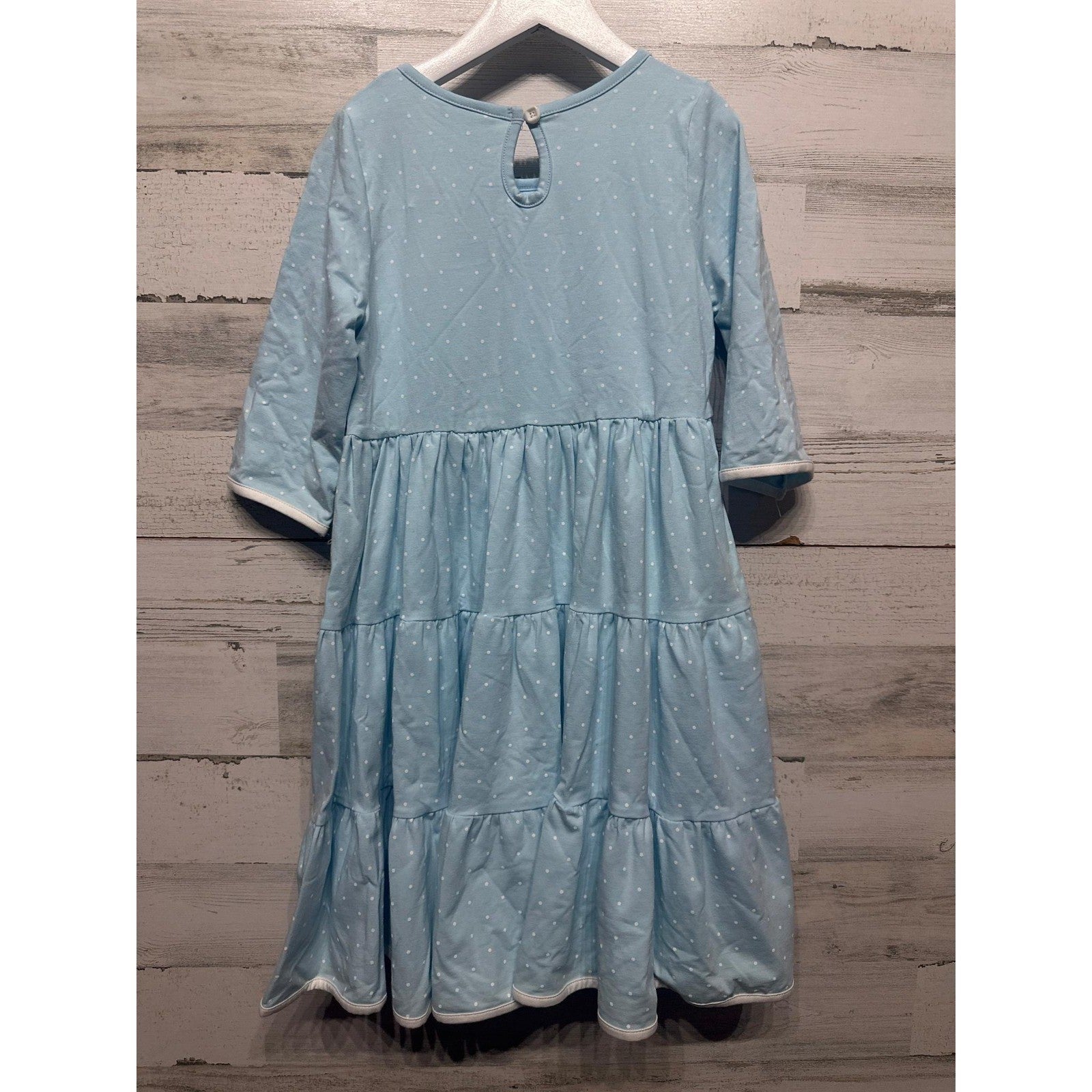 Swoon Baby Dress Girls Size 10 Light Blue Polka Dot Tiered NWT4
