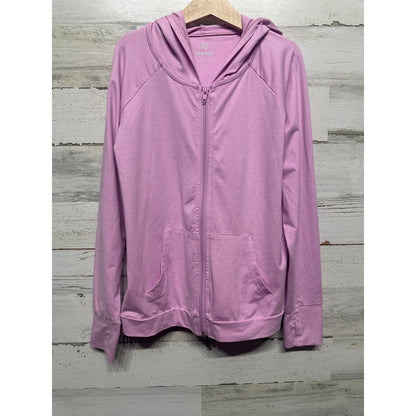 Runway Zip Up Hoodie Girls Medium 8-10 Purple Moisture Wicking Thumbhole EUC0