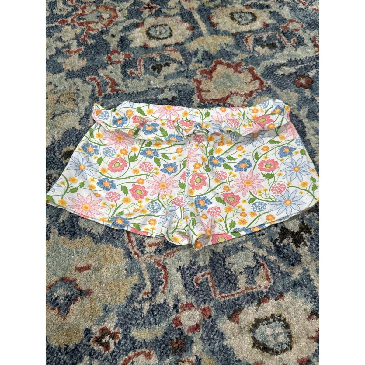 Bella Bliss Pima Cotton Shorts Girls Size 4 White Floral Tassel EUC2