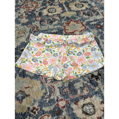 Bella Bliss Pima Cotton Shorts Girls Size 4 White Floral Tassel EUC2