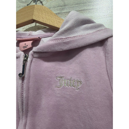 Juicy Couture Zip Up Hoodie Girls Size 5 Purple Velour Rhinestone Y2K EUC1