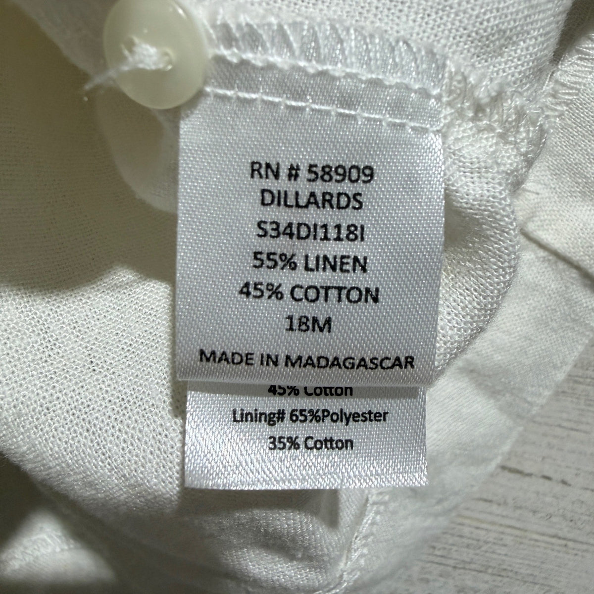 Edgehill Collection Smocked Dress Set Girls 18M Cream Linen Cotton Heirloom EUC5