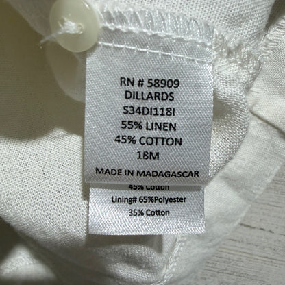 Edgehill Collection Smocked Dress Set Girls 18M Cream Linen Cotton Heirloom EUC5