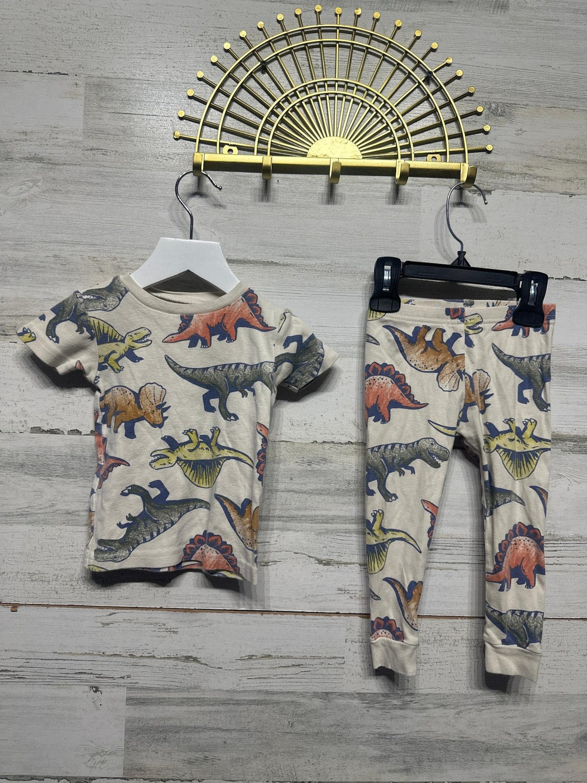 Carter's Pajama Bundle Boys 18m Teal Cream Dinosaur Prints2