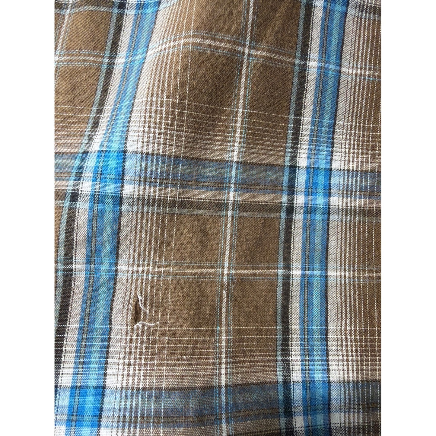 Wrangler Pearl Snap Shirt Boys Large Brown Blue Plaid Western Cowboy *Flawed*3