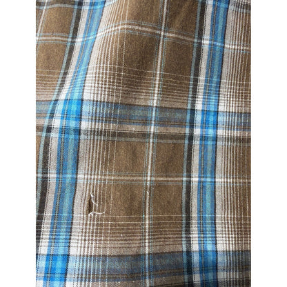 Wrangler Pearl Snap Shirt Boys Large Brown Blue Plaid Western Cowboy *Flawed*3