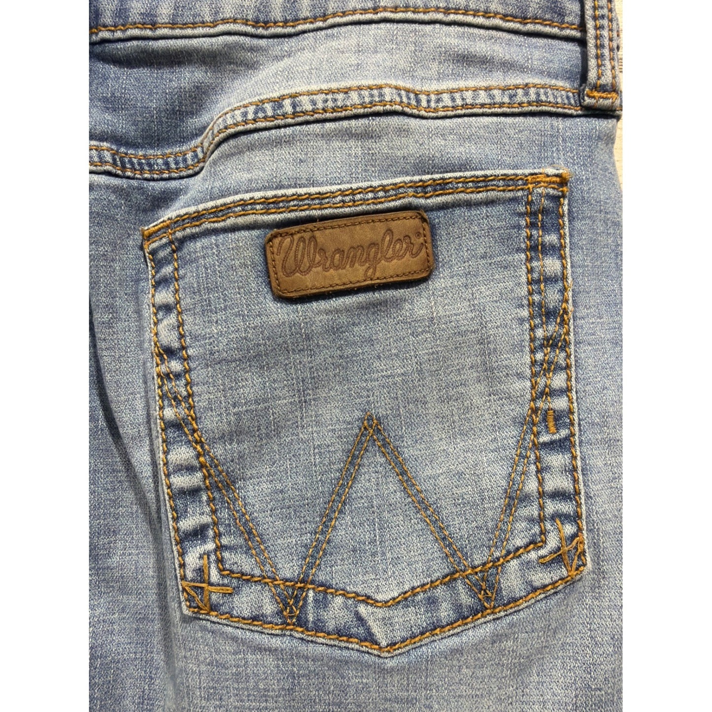 Wrangler Mini Skirt Women Juniors 15 Blue Denim Raw Hem EUC3
