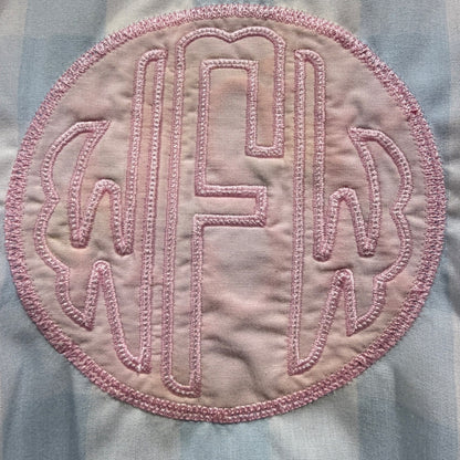 The Beaufort Bonnet Company Bubble Girls Mongrammed WFW 12/18M Blue Gingham2