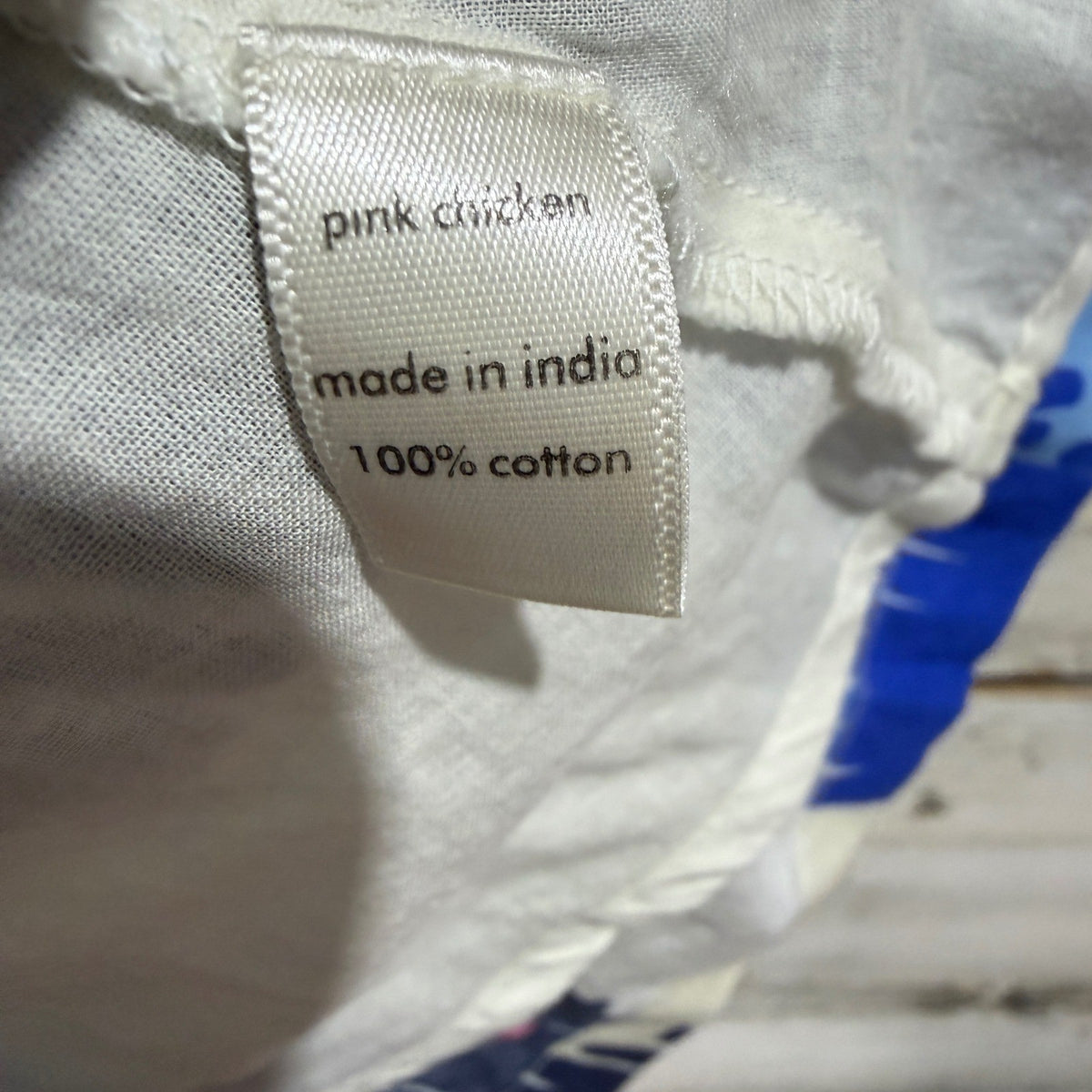 Pink Chicken Jaipur Dress Girls 8Y Blue White 100% Cotton Ikat Floral Boho EUC2