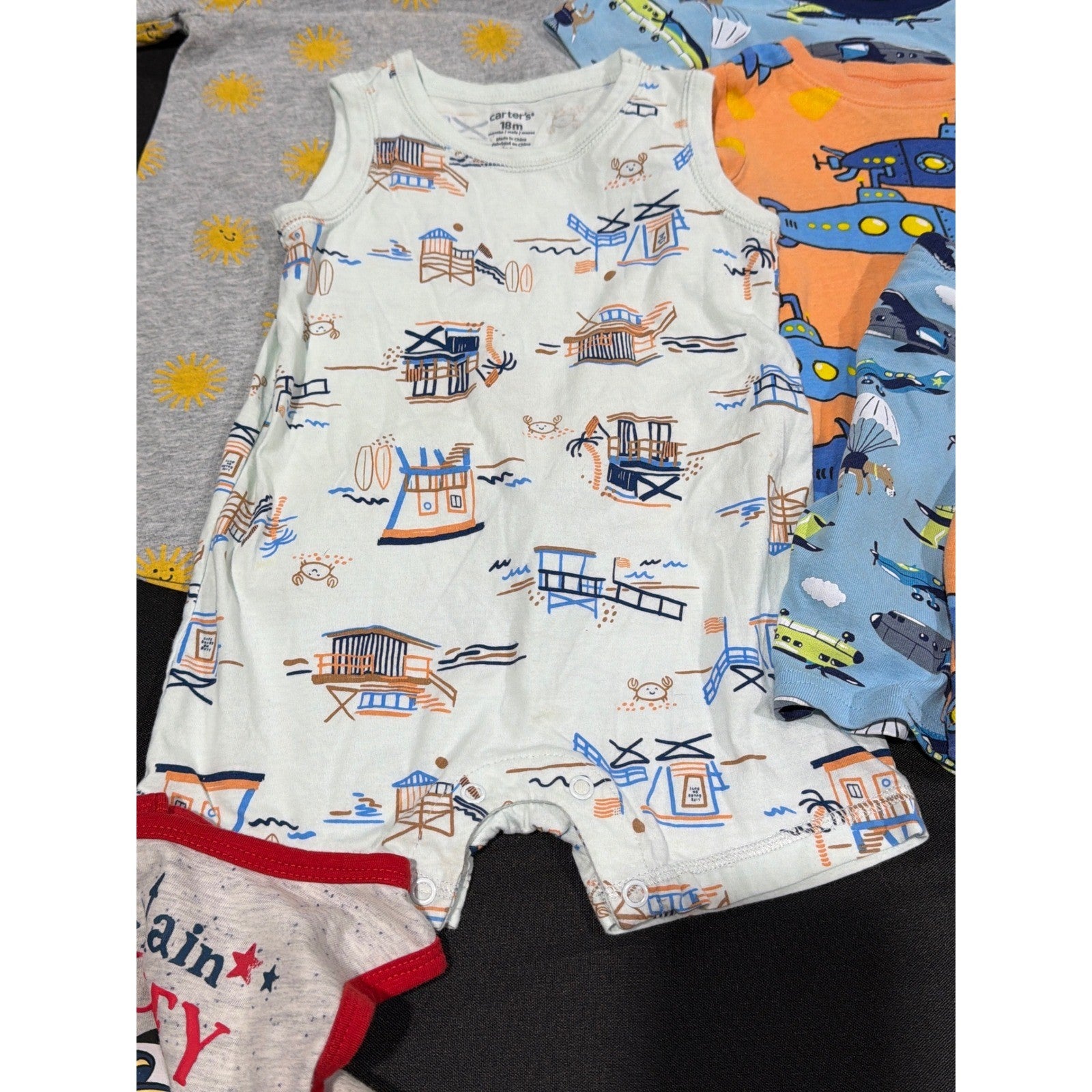 Disney Carter's Romper Pajama Bundle Boys 18-24M Summer Nautical Lot2