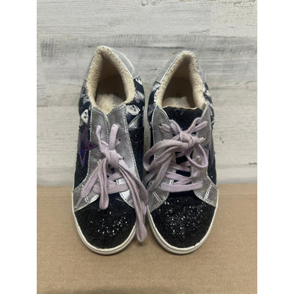 Steve Madden Sneakers Kids Youth 3 Black Silver Glitter Star Butterfly2