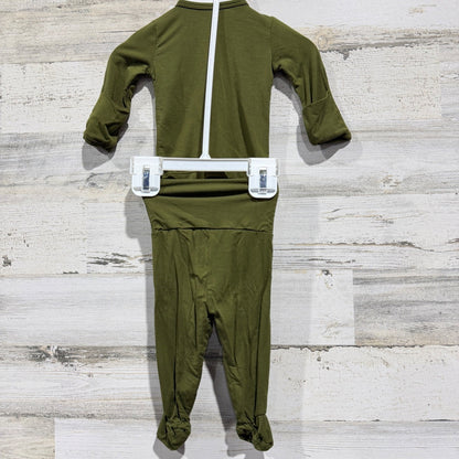 Lou Lou and Company Henley Set Kids Newborn Olive Green Ribbed Boho EUC4