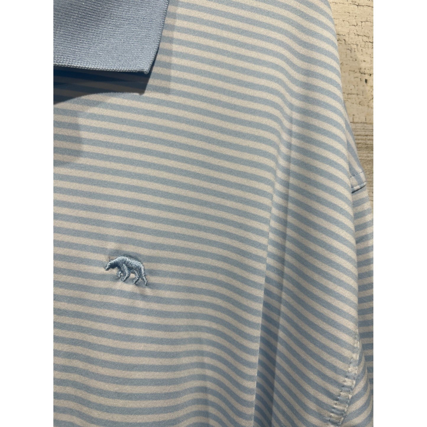 Onward Reserve Polo Shirt Men XXL Light Blue Striped Performance Golfcore EUC2