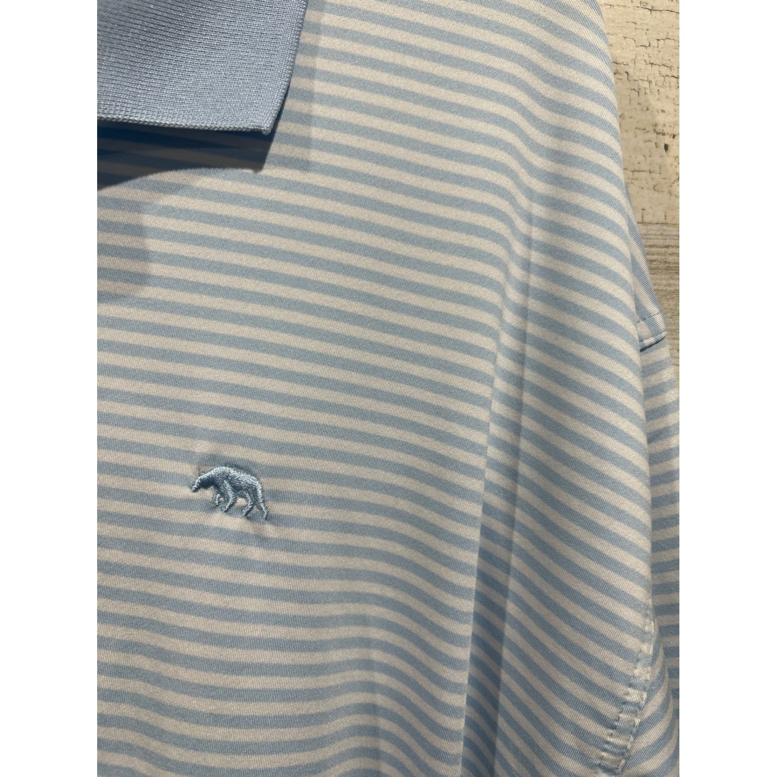 Onward Reserve Polo Shirt Men XXL Light Blue Striped Performance Golfcore EUC2