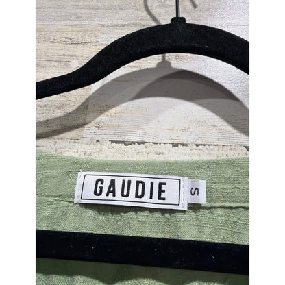 Gaudie V-Neck Blouse Women S Green Raw Edge Distressed Oversized Boho Lagenlook1