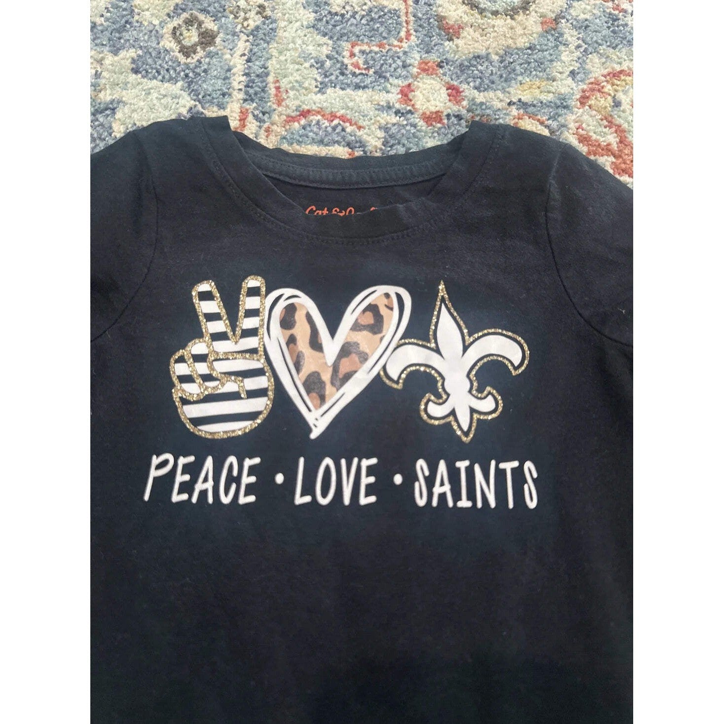 Girls 3T Black Peace Love Saints EUC1