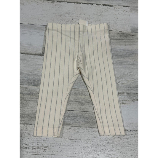 Tea Collection Striped Leggings Girls 6-9m Cream Silver Glitter Coquette NWT0