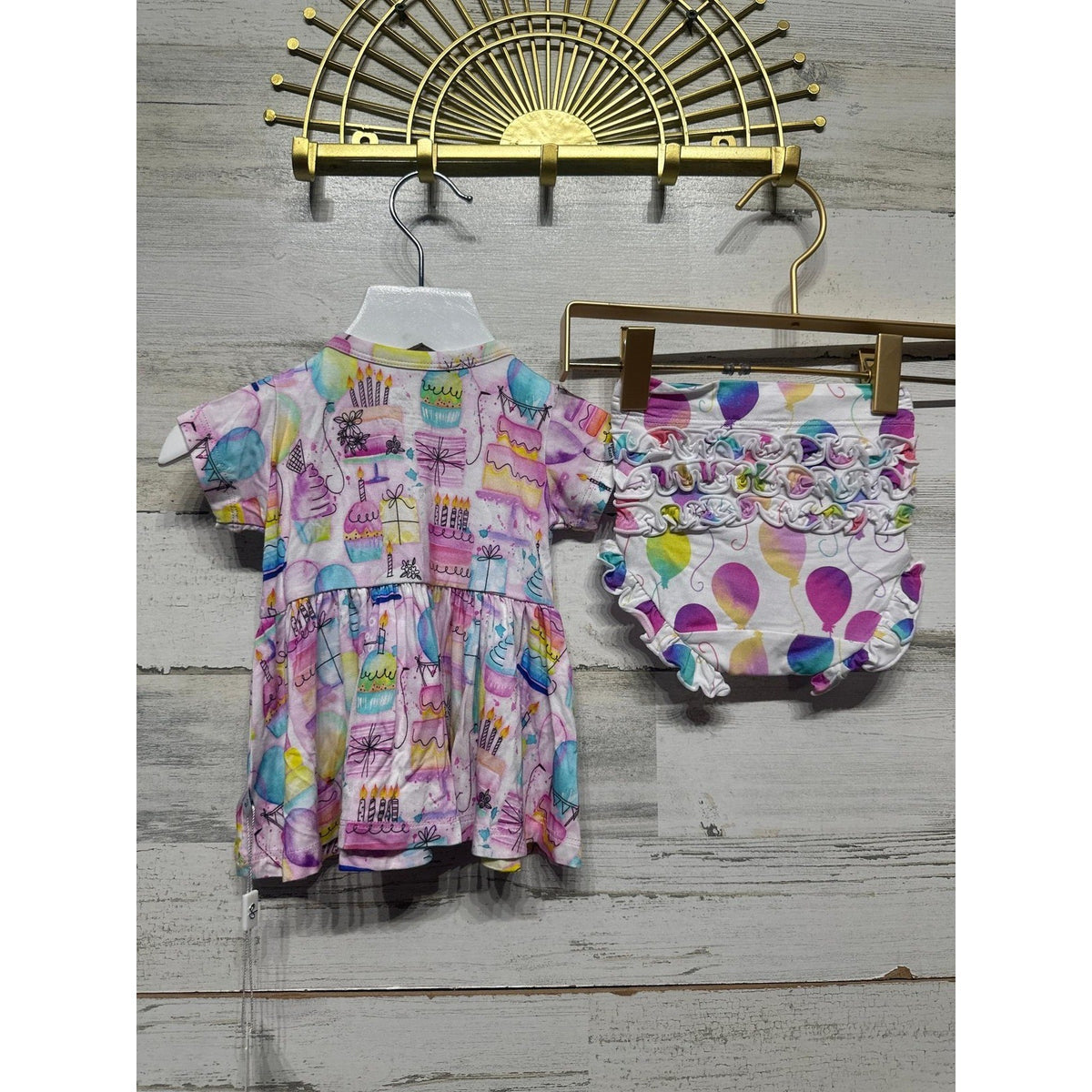 Birdie Bean Girls 3-6m Birthday Peplum Set Birthday Pink Cake Balloon NWT3