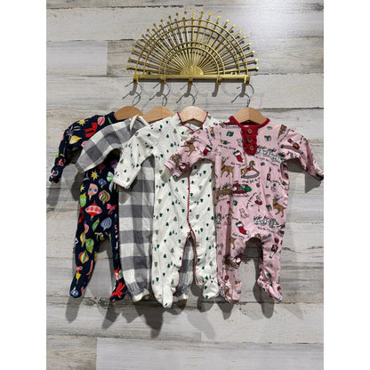 Mud Pie Old Navy Luxe Threads Holiday Sleepers Girls 0-3M Christmas Bundle0