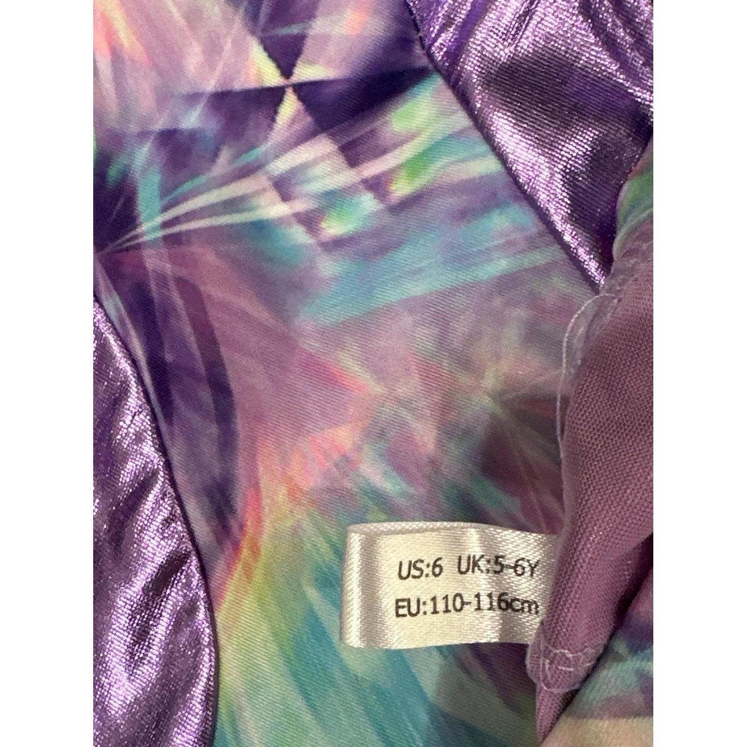 Iefiel Leotard and Shorts Set Girls Size 6 Purple Metallic Galaxy Print EUC4